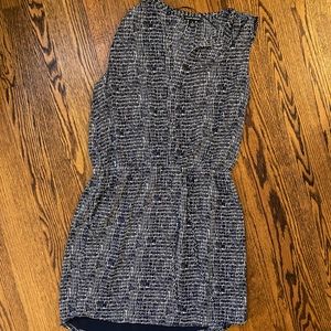 Navy & white button top dress, nursing friendly